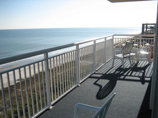 The Direct Ocean Front views from the Dunes Village Resort balcony are truly amazing! This very large Ocean Front Balcony is very accommodating