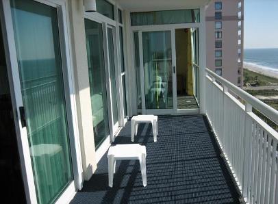 The ocean front balcony at the Dunes in Myrtle Beach.
