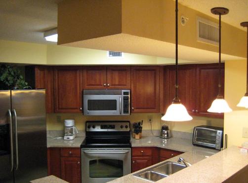 You can watch the ocean and entertain your guests from this beautiful Luxury Kitchen.  Stainless steel appliances include - full refrigerator, dishwasher, oven, range, microwave, toaster oven, sink garbage disposal, blender, coffee maker