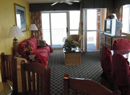 Living room in the 4 bedroom Presidential suite at Dunes Vilage Myrtle Beach
