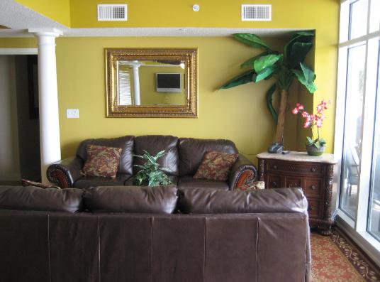 Luxury Ocean Front Living Room - Myrtle Beach Beach House Rentals - Ocean Blue Resort Myrtle Beach