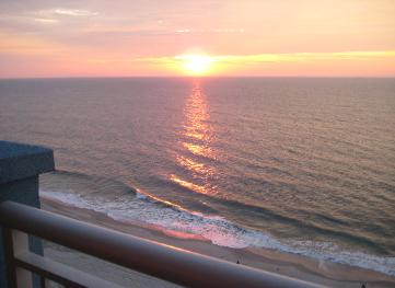 Ocean Blue Resort www.JeffsCondos.com - Sunrise from Ocean Front Balcony