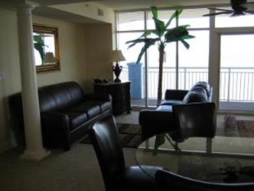 Luxury Ocean Front Living Room - Myrtle Beach Beach House Rentals - Ocean Blue Resort Myrtle Beach